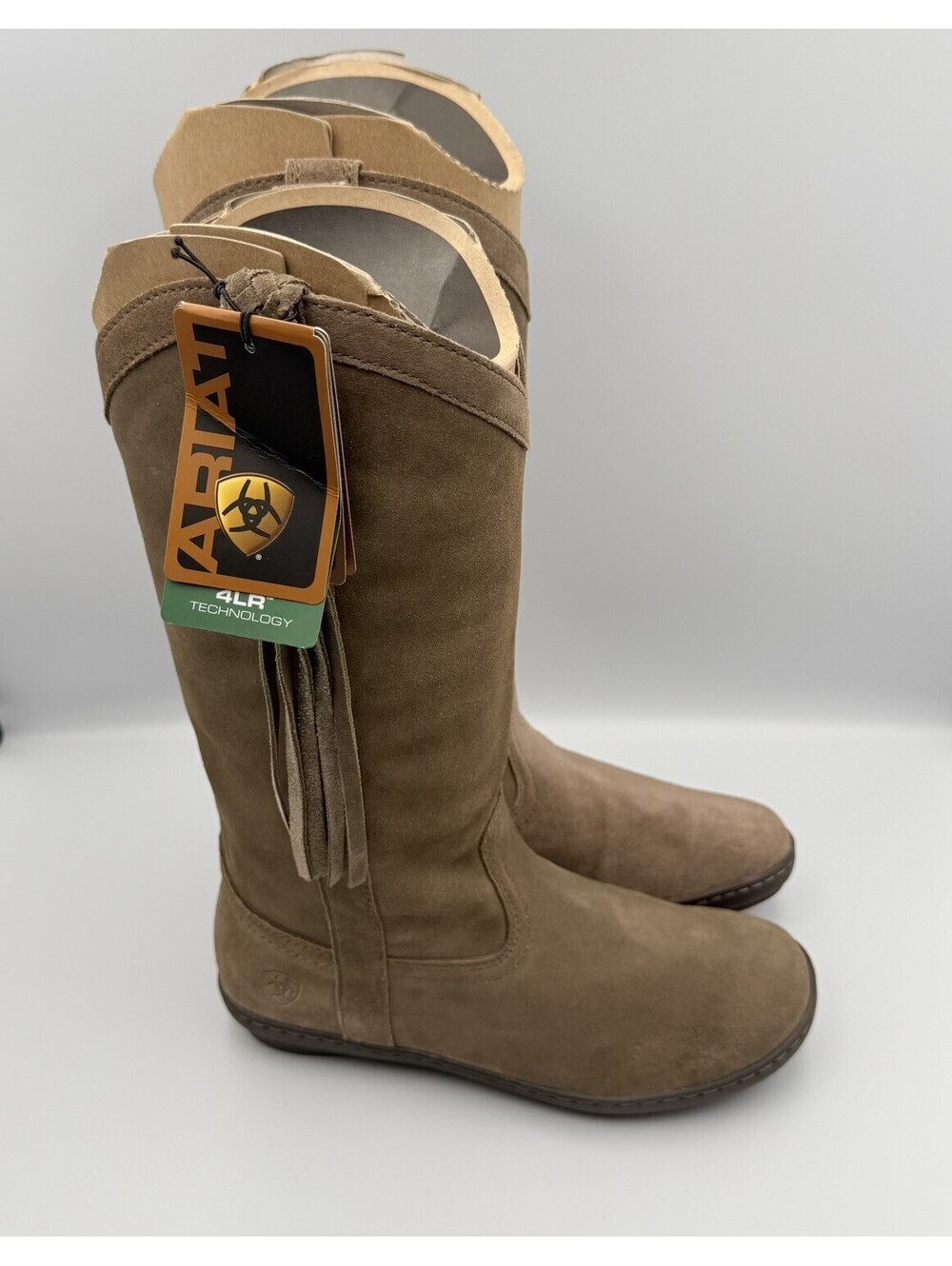 Ariat Womens Suede Mid-Calf Flat Boots Tassel Rubber Sole Size 7.5 B 8770 EUC